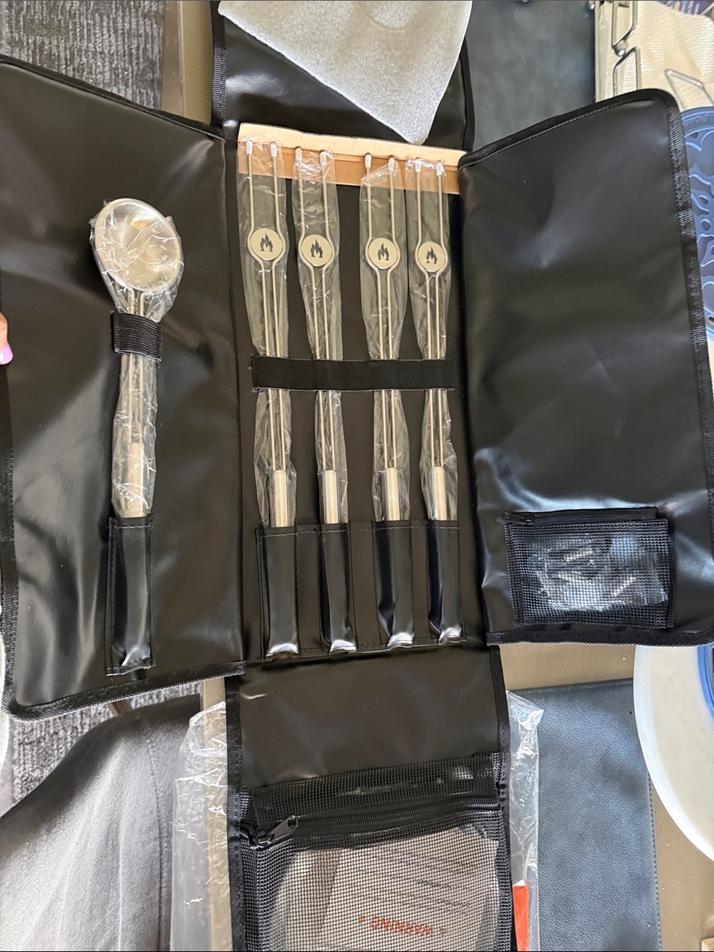 solo Stainless Steel Silver Fondue Fork Set in Black Carry Case